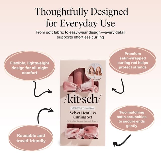 Thumbnail 3 de Kitsch Velvet Heatless Curling Set 34" 💇♀