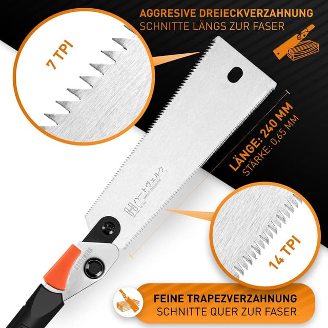 Thumbnail 2 de HARDTWERK Japansäge Hanzo klappbar (RYOBA, doppelseitig) 240 mm aus SK4 Karbonstahl