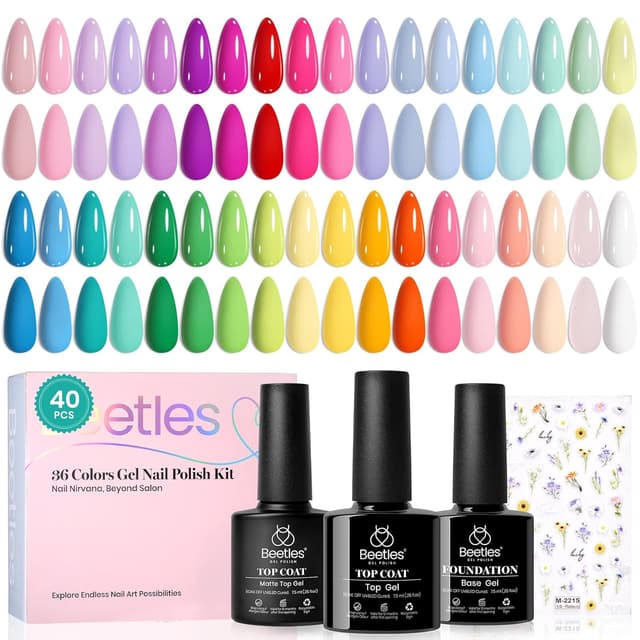 Detalle de beetles Gel Polish Beetles Gel-Nagellack-Set mit UV-LED Aushärtung – 36 Farben aus der Petal Symphony Collection