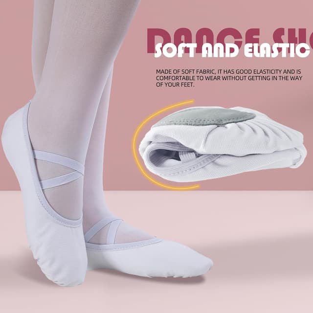 Detalle de Chaussons de ballet en toile Acfoda (douceur, antidérapants) pour filles et femmes, tailles EU 22 à 44