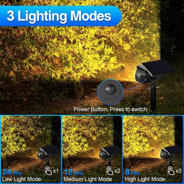 Detalle de Solarlampen für Außen mit 108 LED – Solar-Gartenleuchte 3 Helligkeitsmodi, 3000K, IP67 (2 Stück)