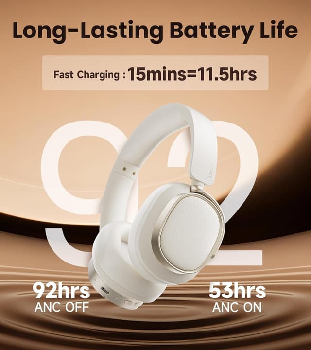 Detalle 2 de Edifier ES850NB Wireless Hybrid ANC Headphones (LDAC, up to 92H battery, AI calls) – Ivory