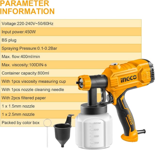 Detalle 1 de INGCO Corded Paint Sprayer 400ml/min