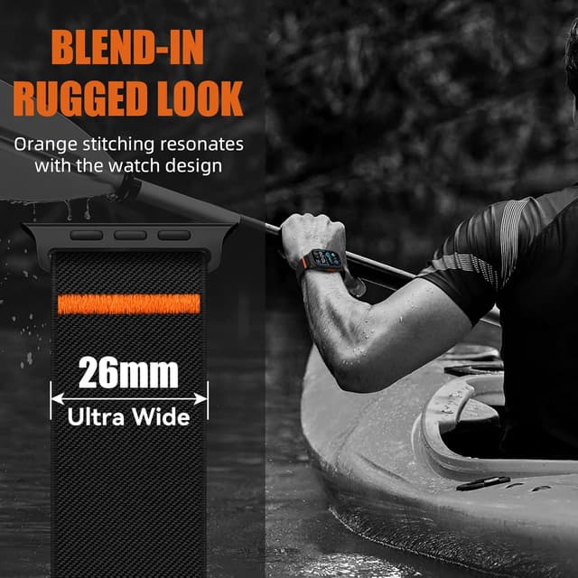 Detalle de Bracelet Yoohoo en nylon élastique pour Apple Watch (44/45/46/42/49 mm, Ultra et SE)