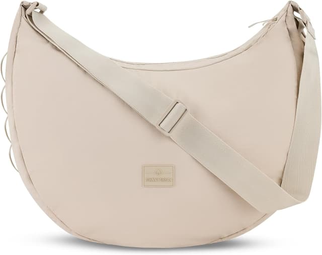 Imagen de Johnny Urban Kaia XL Borsa a Tracolla a Mezzaluna in Nylon Puffer Beige (Half Moon) en OfertitasTOP