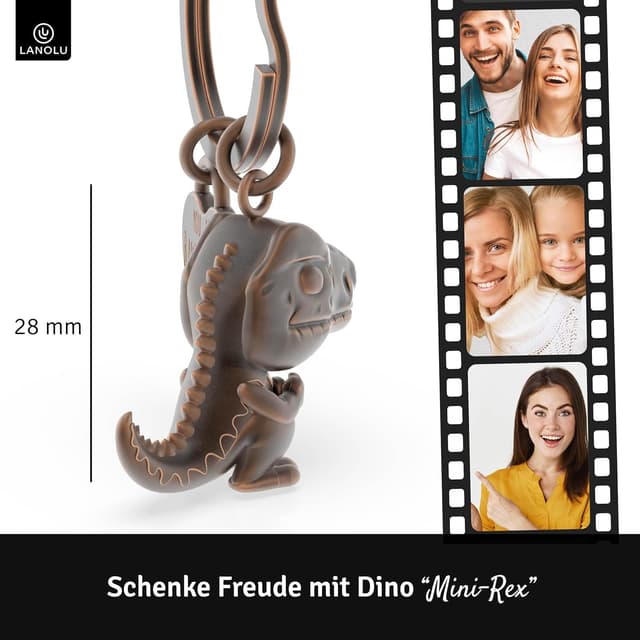 Detalle de LANOLU Schlüsselanhänger „Dinosaurier Mini-Rex“ als Glücksbringer für Paare und beste Freunde