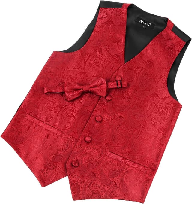 Detalle de Alizeal Boys Classic Paisley Bow Tie and Suit Vest Set