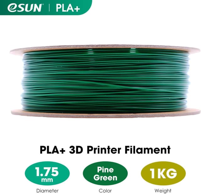 Detalle 2 de eSUN PLA+ Enhanced Toughness Filament 1.75mm, Pine Green (1kg spool)