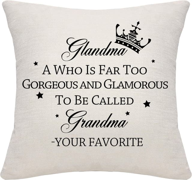 Detalle de Bommex Grandma Gift cushion cover (18x18 inches) in linen with invisible zip