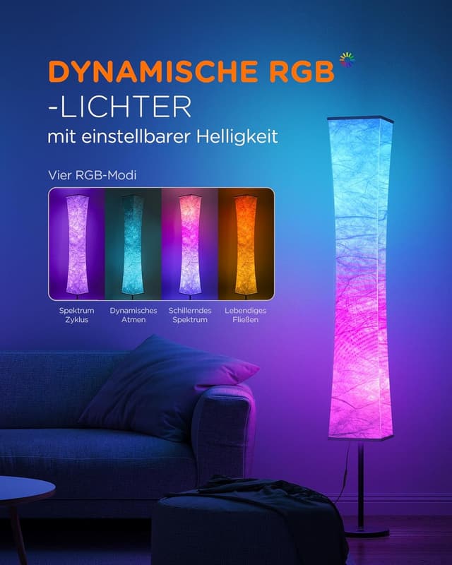 Detalle de Tomons dimmbare RGB-LED-Stehlampe mit Fernbedienung und Musiksynchronisation