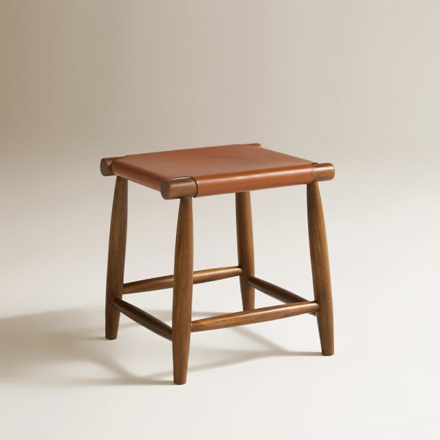 Thumbnail 1 de El Corte Inglés Taburete madera acacia y piel Rusty