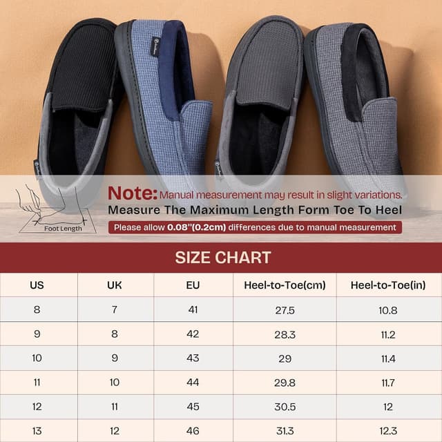 Thumbnail 6 de EverFoams Men’s Comfort Memory Foam Moccasin Slippers with Breathable Terry Cloth & Anti-Skid Sole