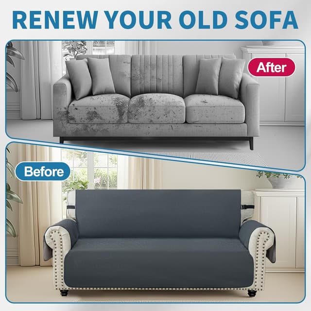 Thumbnail 6 de Ystyle Copridivano 2 posti con braccioli, effetto antiscivolo e antifumo per gatti, grigio scuro