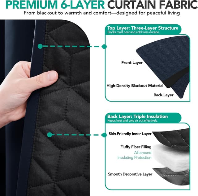 Thumbnail 3 de Deconovo 280x160 Rideau occultant bleu marine