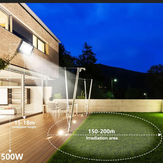 Detalle de Probapro 500W Outdoor LED Floodlight (50000LM, 3000K) – IP65 Warm White Security Light