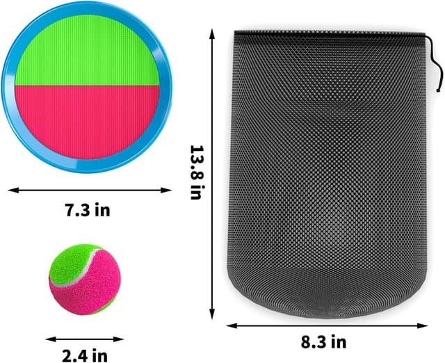 Detalle 2 de Toss and Catch Ball Game Outdoor Toys for Kids and Adults (4 paddles, 4 sticky balls) — park, beach and garden yard game