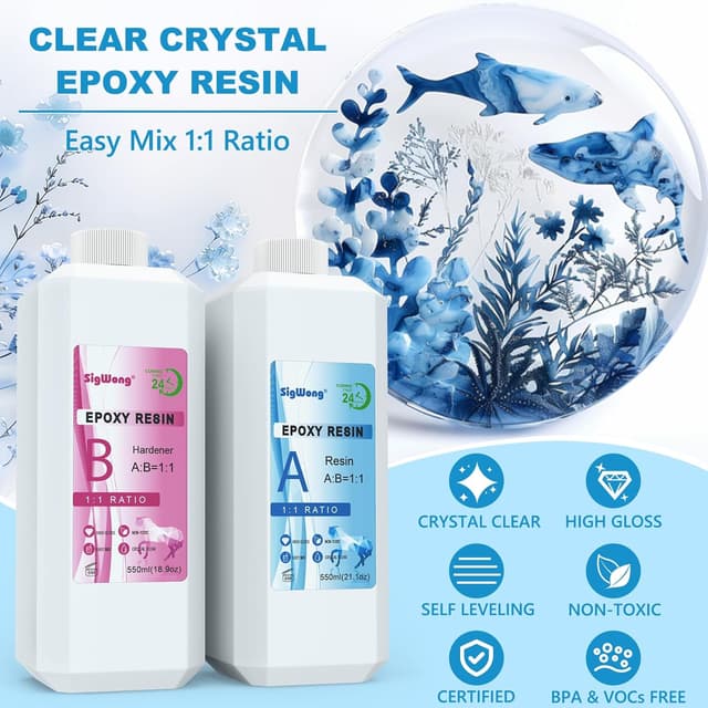 Detalle de Epoxy Resin Crystal Clear Coating Kit 1135g 1:1