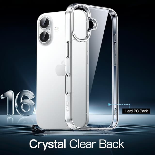 Detalle de JETech Clear Shockproof Bumper Case for iPhone 16 6.1-inch (Non-Yellowing, Anti-Scratch)
