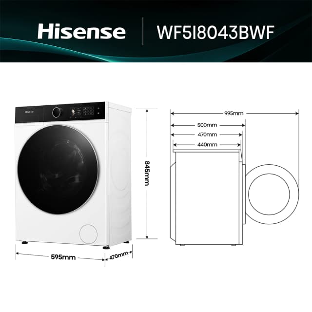 Detalle 2 de Hisense WF5I8043BWF lavadora 8 kg