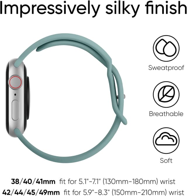 Detalle de Joehwerr Sport Strap for Apple Watch – Silicone replacement band for 38mm to 49mm models