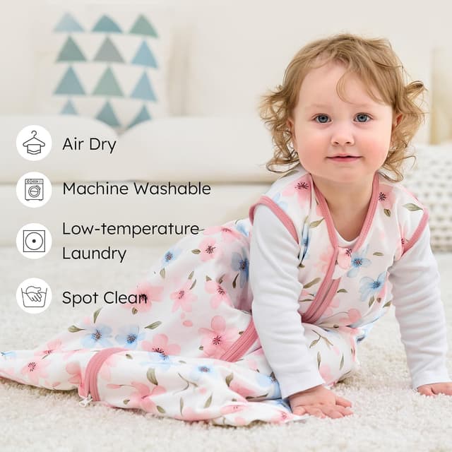 Detalle de FIEMOL Baby-Schlafsack 0,5 Tog (6–12 Monate), Baumwolle, 3er-Pack – rosa Schmetterling