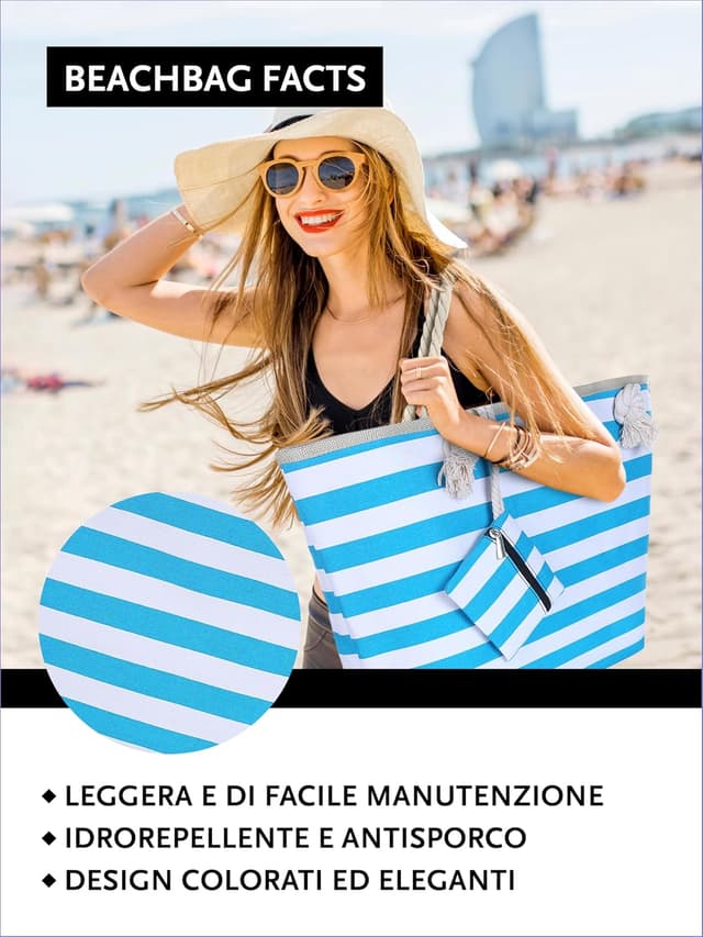 Thumbnail 3 de DonDon Borsa da spiaggia XXL 58x38x18 cm