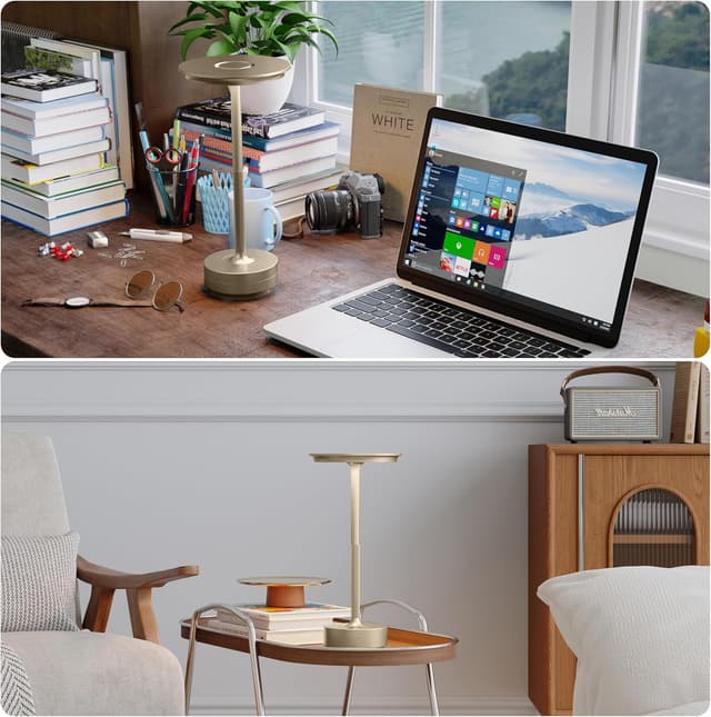 Detalle 2 de TBBGA 2-Pack Rechargeable Cordless Table Lamps with Stepless Dimming (Champagne Gold)