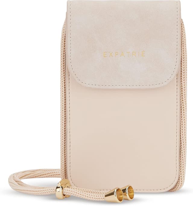 Detalle de Expatrié Amelie Handytasche zum Umhängen für Damen mit Geldbörse, veganem Kunstleder