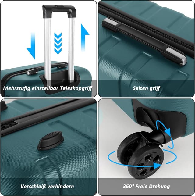 Detalle de TANTOMI Handgepäck Koffer 20 Zoll Hartschale mit 4 Rollen und Zahlenschloss (Helles Dunkelgrün, 41L)