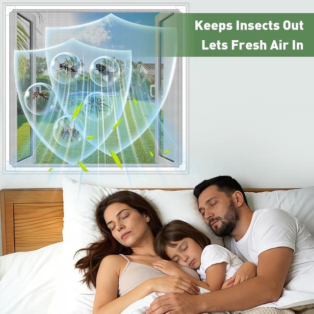 Detalle de OWYR Adjustable Magnetic Fly Screen Window (DIY fit up to 120x190cm) – white frame, grey mesh