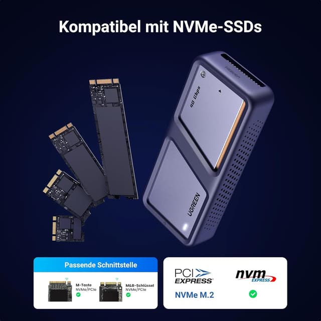 Detalle 1 de UGREEN USB 4 M2 NVMe Gehäuse 40 Gbps