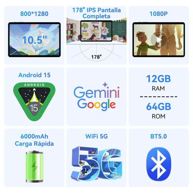 Detalle de tabwee T80 Tablet 10" 64GB WiFi