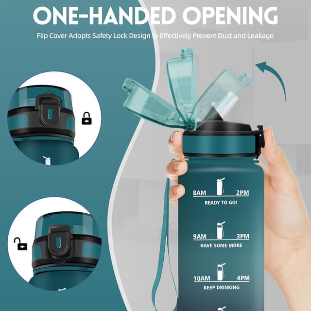 Detalle 2 de Borraccia 1 litro Bambino con cannuccia antigoccia e orari per idratazione