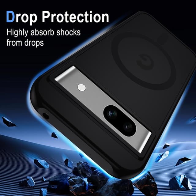 Detalle de XTCASE Coque magnétique pour Google Pixel 8A avec MagSafe, dos mat translucide et protection anti-chocs, Noir