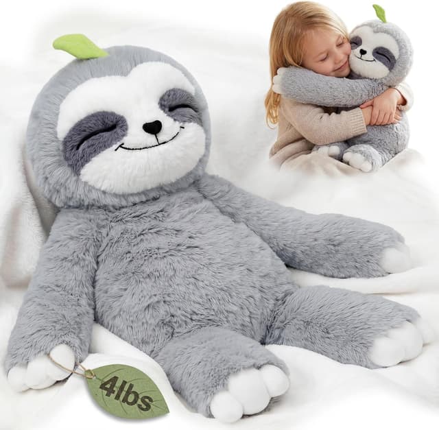 Detalle de Mewaii Weighted Sloth Teddy Plush (1.5KG) – 38cm soft weighted anxiety cuddle toy