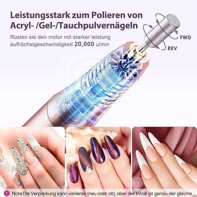 Detalle de COSLUS Kabellos Nagelfräser 11 in 1 ⚙