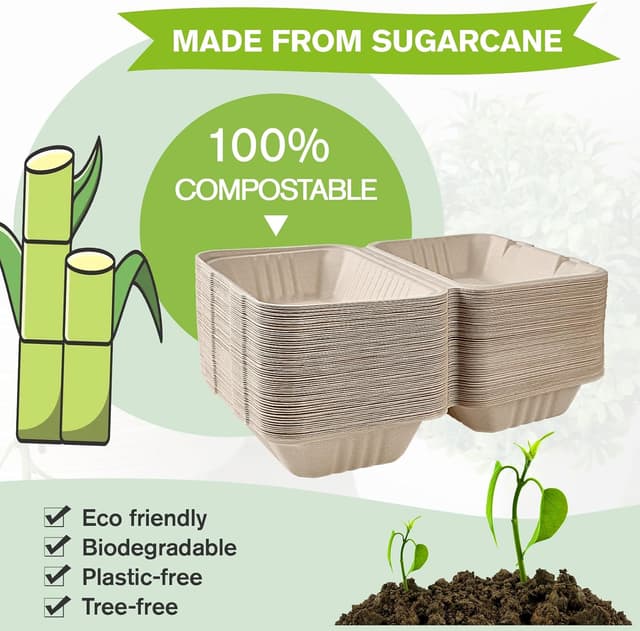 Thumbnail 3 de ECOLipak 75 Pack Clamshell 9x6 Compostable Boxes