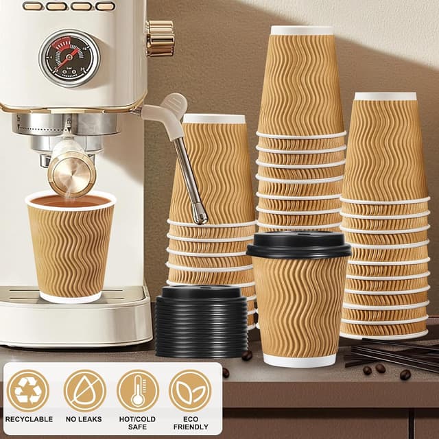 Thumbnail 4 de SIUQ 12 oz Disposable Coffee Cups