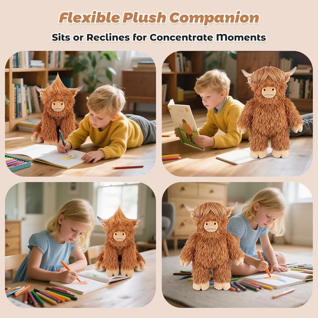 Thumbnail 4 de Highland Cow 22" Weighted Stuffed Animal 4.5 lb 🐻