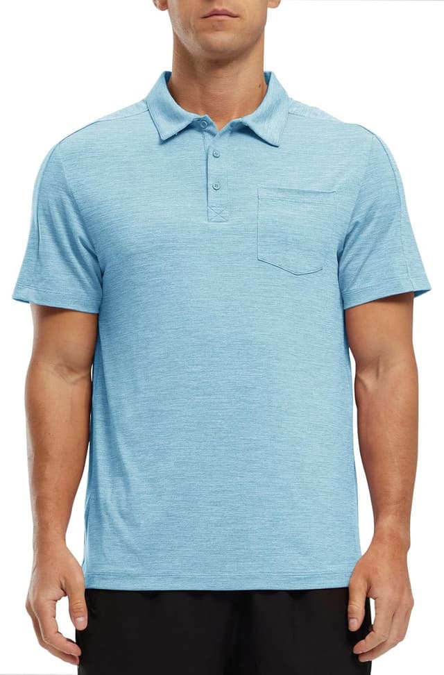 Detalle de Rdruko Men’s Short-Sleeve Quick-Dry Polo Shirt with Pocket