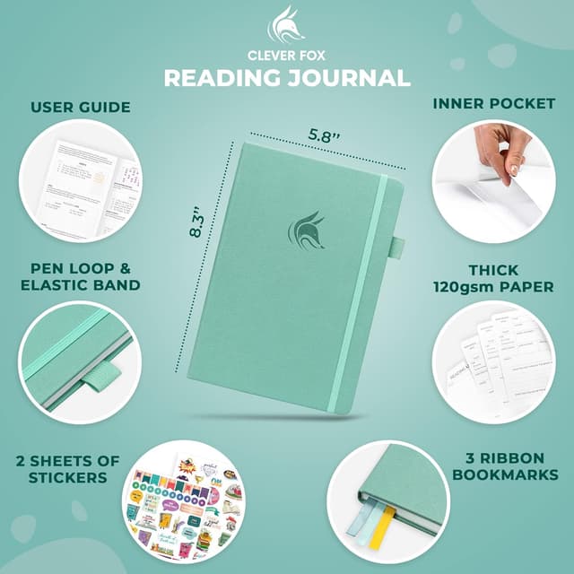 Thumbnail 1 de Clever Fox Reading Journal A5 guided log