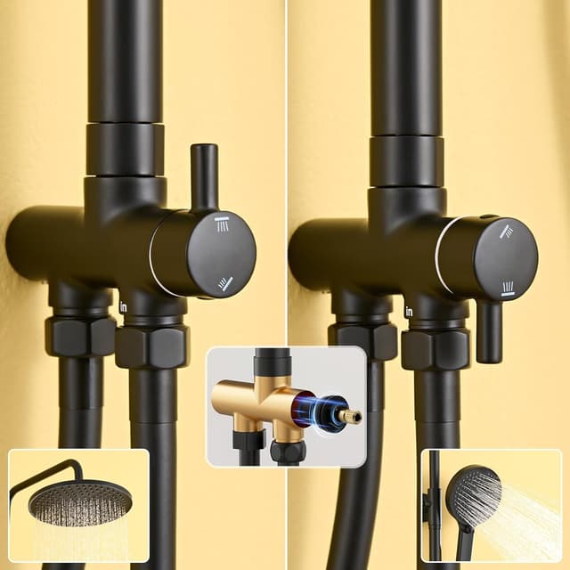 Thumbnail 6 de Auralum Colonna doccia con mensola XXL e saliscendi, senza miscelatore (altezza 72–110 cm, nero Ø25 cm)