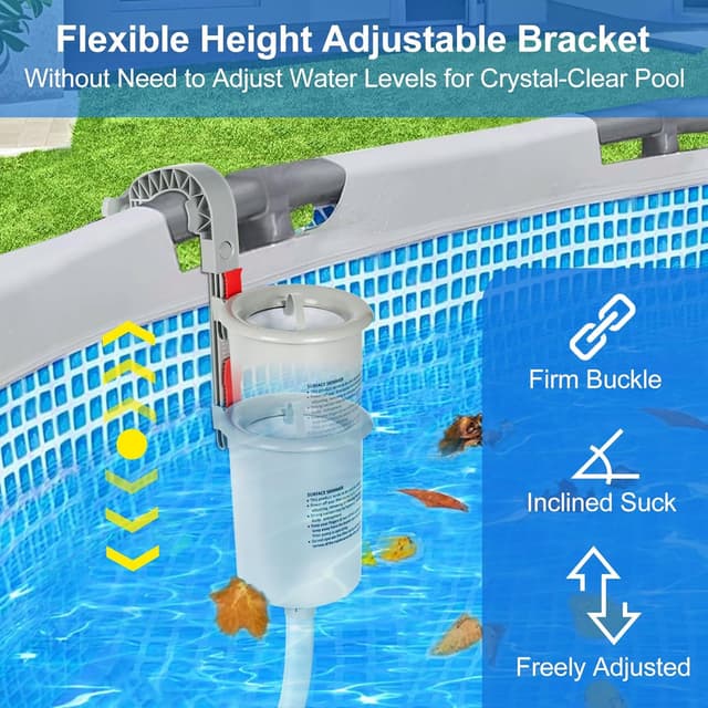 Detalle de ROMIVO Pool Skimmer für Aufstellpool mit 10 Skimmer Socken – schwimmender Oberflächenskimmer für Laub & Unrat