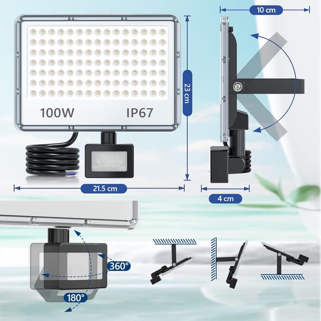 Thumbnail 6 de TASINUO LED Strahler 100W Bewegungsmelder IP67