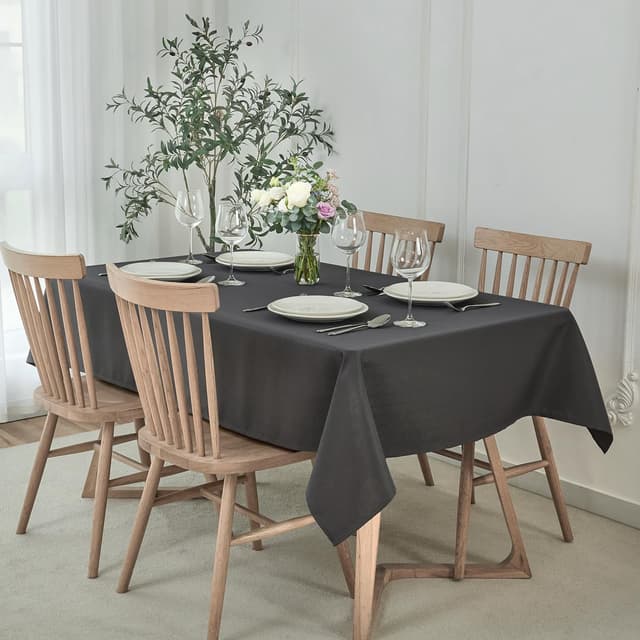 Imagen de maxmill Faux Linen Texture Stain Resistant, Waterproof Tablecloth (Charcoal) — Rectangle 60 x 120 Inch en OfertitasTOP