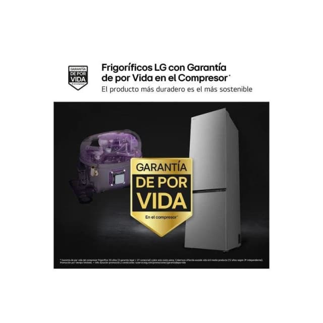 Detalle de LG GBBS322CPY frigorífico combi Total No Frost 203 cm, WiFi y Smart Inverter