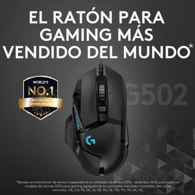Detalle 2 de Logitech G502 Hero Ratón Gaming Ergonomía 25600DPI 🖱
