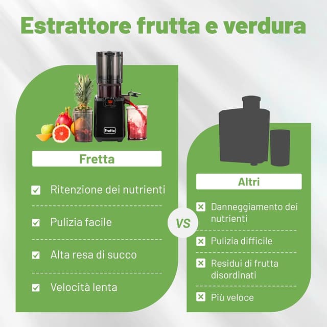 Thumbnail 6 de Fretta Estrattore Frutta e Verdura Slow Juicer con apertura da 135 mm, 250 W e senza BPA