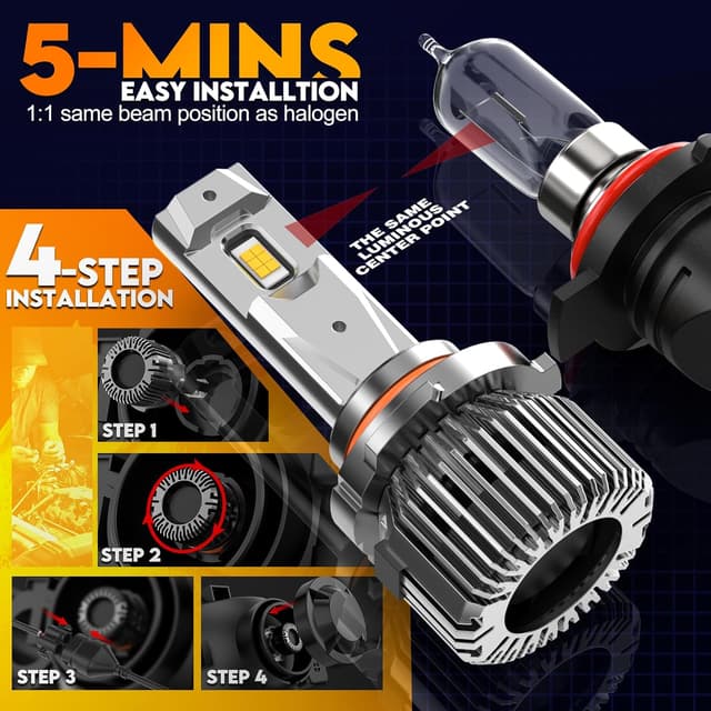 Detalle de WAIXINGREN 9005 HB3 LED Headlight Bulb (120W, 6500K) with fan, IP65, plug and play (pack of 2)