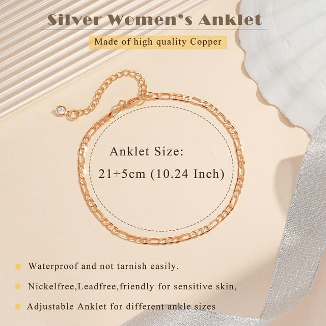 Detalle 2 de Cangall Silber Fußketten für Damen – Infinity-Fußkettchen als flexibles Fußgelenk-Armband